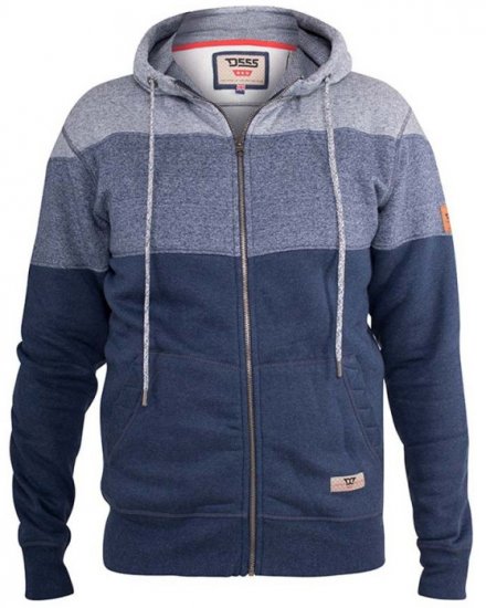 D555 Columbus Cut And Sew Panelled Zip Through Hoody Blue - Bluzy & bluzy z kapturem - Bluzy & Bluzy z kapturem 2XL-12XL