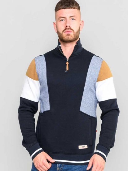 D555 Kenington Cut And Sew Half Zipper Sweatshirt - Bluzy & bluzy z kapturem - Bluzy & Bluzy z kapturem 2XL-12XL