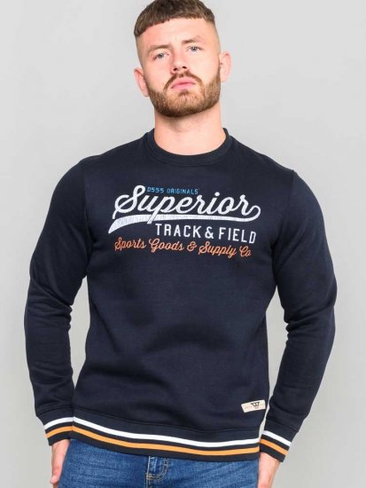 D555 Marlow Printed Crew Neck Sweatshirt Navy - Bluzy & bluzy z kapturem - Bluzy & Bluzy z kapturem 2XL-12XL