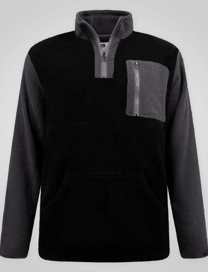 D555 Daly Quarter Zip Fleece Sweatshirt Czarny/Szary - Bluzy & bluzy z kapturem - Bluzy & Bluzy z kapturem 2XL-12XL