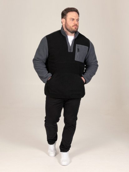 D555 Daly Quarter Zip Fleece Sweatshirt Czarny/Szary - Bluzy & bluzy z kapturem - Bluzy & Bluzy z kapturem 2XL-12XL
