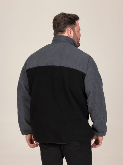 D555 Daly Quarter Zip Fleece Sweatshirt Czarny/Szary - Bluzy & bluzy z kapturem - Bluzy & Bluzy z kapturem 2XL-12XL
