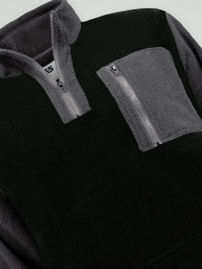 D555 Daly Quarter Zip Fleece Sweatshirt Czarny/Szary - Bluzy & bluzy z kapturem - Bluzy & Bluzy z kapturem 2XL-12XL