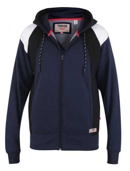D555 Silverton Contrast Panneled Hoodie Navy - Bluzy & bluzy z kapturem - Bluzy & Bluzy z kapturem 2XL-12XL