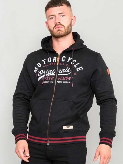 D555 Patrick Full Zip Hoody With 'Motorcycle' Chest Print - Bluzy & bluzy z kapturem - Bluzy & Bluzy z kapturem 2XL-12XL