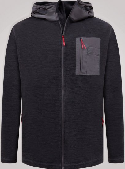 D555 Damien Micro Fleece Zip Through Hoody Czarny/Szary - Bluzy & bluzy z kapturem - Bluzy & Bluzy z kapturem 2XL-12XL