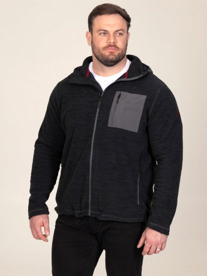 D555 Damien Micro Fleece Zip Through Hoody Czarny/Szary - Bluzy & bluzy z kapturem - Bluzy & Bluzy z kapturem 2XL-12XL