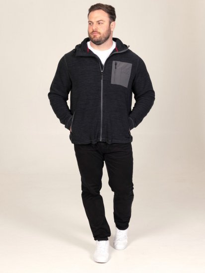 D555 Damien Micro Fleece Zip Through Hoody Czarny/Szary - Bluzy & bluzy z kapturem - Bluzy & Bluzy z kapturem 2XL-12XL