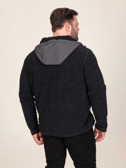 D555 Damien Micro Fleece Zip Through Hoody Czarny/Szary - Bluzy & bluzy z kapturem - Bluzy & Bluzy z kapturem 2XL-12XL