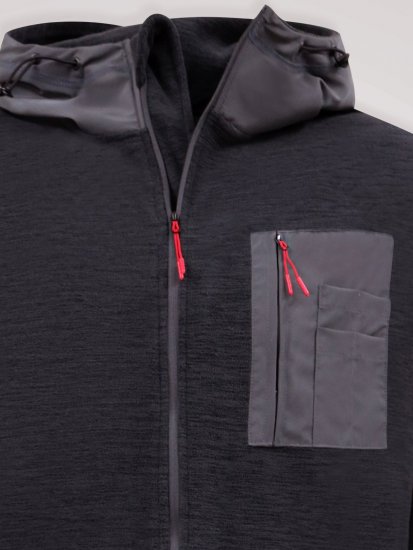 D555 Damien Micro Fleece Zip Through Hoody Czarny/Szary - Bluzy & bluzy z kapturem - Bluzy & Bluzy z kapturem 2XL-12XL
