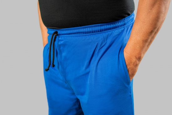 20 Nodi Short Leg Sports Pants in Combed Cotton Jersey Blue - Dresy & spodenki dresowe - Dresy & Spodnie Dresowe 2XL-12XL