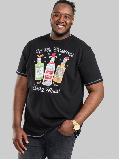 D555 SPIRIT Christmas Spirit Printed T-Shirt Black - Koszulki - T-shirty meskie Duże Rozmiary - 2XL-14XL