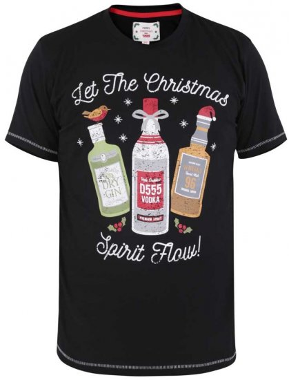 D555 SPIRIT Christmas Spirit Printed T-Shirt Black - Koszulki - T-shirty meskie Duże Rozmiary - 2XL-14XL