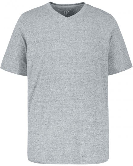 JP1880 702415 Koszulka z dekoltem w serek Szara melanż - Koszulki - T-shirty meskie Duże Rozmiary - 2XL-14XL