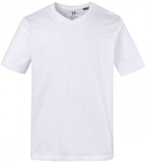 JP1880 702415 Koszulka z dekoltem w serek Biała - Koszulki - T-shirty meskie Duże Rozmiary - 2XL-14XL