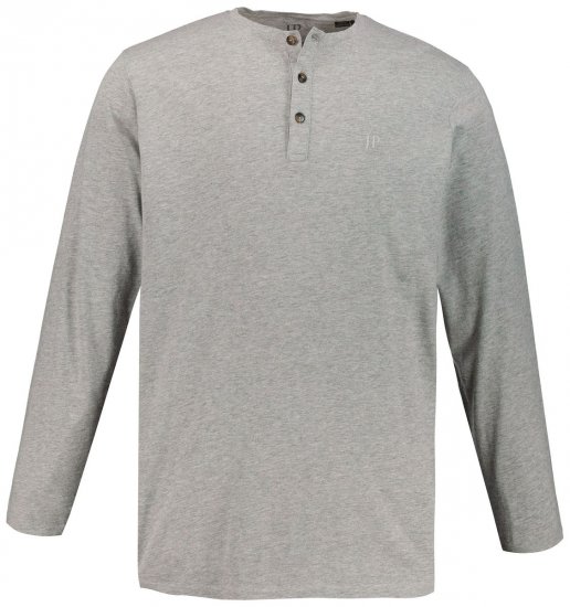 JP1880 702555 Koszulka Henley z długim rękawem Szara melanż - Koszulki - T-shirty meskie Duże Rozmiary - 2XL-14XL