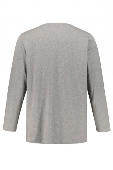 JP1880 702555 Koszulka Henley z długim rękawem Szara melanż - Koszulki - T-shirty meskie Duże Rozmiary - 2XL-14XL