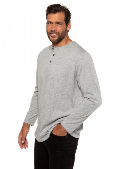JP1880 702555 Koszulka Henley z długim rękawem Szara melanż - Koszulki - T-shirty meskie Duże Rozmiary - 2XL-14XL