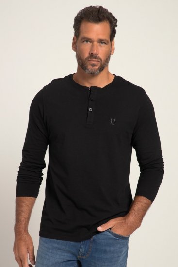 JP1880 702555 Koszulka Henley z długim rękawem Czarna - Koszulki - T-shirty meskie Duże Rozmiary - 2XL-14XL
