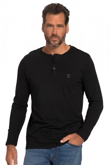 JP1880 702555 Koszulka Henley z długim rękawem Czarna - Koszulki - T-shirty meskie Duże Rozmiary - 2XL-14XL