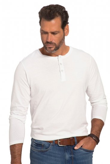 JP1880 702555 Koszulka Henley z długim rękawem Biała - Koszulki - T-shirty meskie Duże Rozmiary - 2XL-14XL