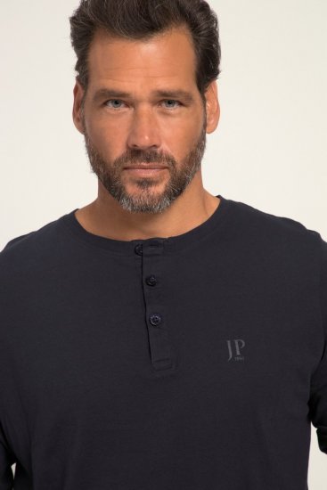 JP1880 702555 Koszulka Henley z długim rękawem Granatowa - Koszulki - T-shirty meskie Duże Rozmiary - 2XL-14XL