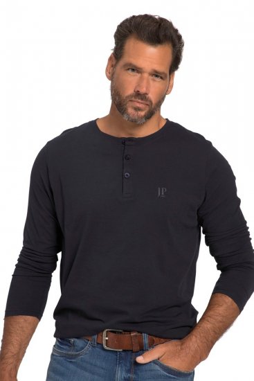 JP1880 702555 Koszulka Henley z długim rękawem Granatowa - Koszulki - T-shirty meskie Duże Rozmiary - 2XL-14XL