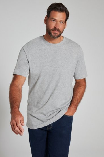 JP1880 702558 Koszulka z okrągłym dekoltem Szara melanż - Koszulki - T-shirty meskie Duże Rozmiary - 2XL-14XL