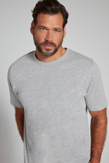 JP1880 702558 Koszulka z okrągłym dekoltem Szara melanż - Koszulki - T-shirty meskie Duże Rozmiary - 2XL-14XL