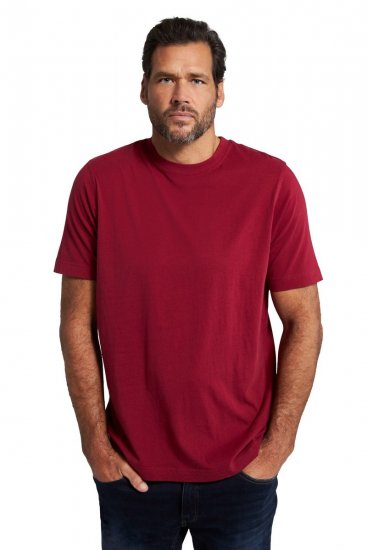 JP1880 702558 Koszulka z okrągłym dekoltem Ciemnoczerwona - Koszulki - T-shirty meskie Duże Rozmiary - 2XL-14XL