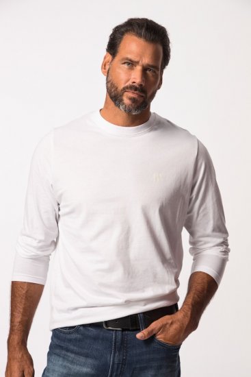 JP1880 702559 Koszulka z długim rękawem Biała - Koszulki - T-shirty meskie Duże Rozmiary - 2XL-14XL