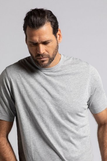 JP1880 702637 Koszulka z okrągłym dekoltem 2-pak Szara melanż - Koszulki - T-shirty meskie Duże Rozmiary - 2XL-14XL