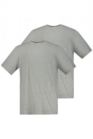 JP1880 702637 Koszulka z okrągłym dekoltem 2-pak Szara melanż - Koszulki - T-shirty meskie Duże Rozmiary - 2XL-14XL
