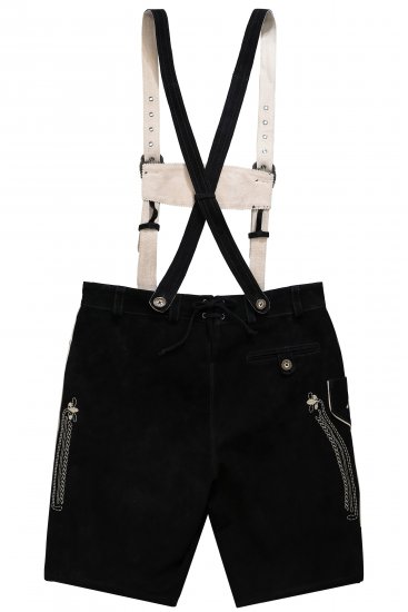 JP1880 Genuine Leather Traditional Lederhosen Shorts Black - Szorty - Szorty W40-W60