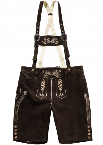 JP1880 Genuine Leather Traditional Lederhosen Shorts Brown - Szorty - Szorty W40-W60