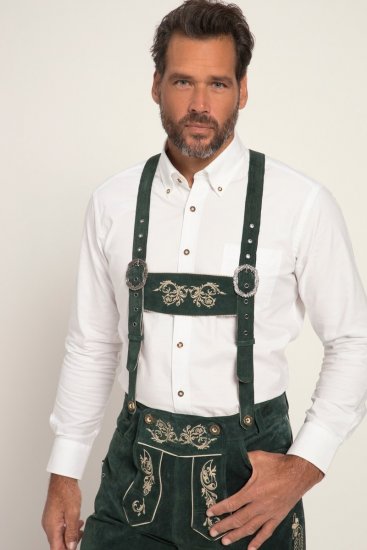 JP1880 Genuine Leather Traditional Lederhosen Shorts Green - JP1880 - JP1880 Odzież Męska Duże Rozmiary