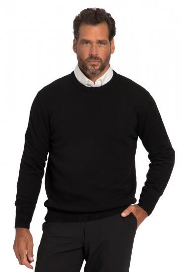 JP1880 708261 Sweter z dzianiny z okrągłym dekoltem Czarna - Bluzy & bluzy z kapturem - Bluzy & Bluzy z kapturem 2XL-12XL