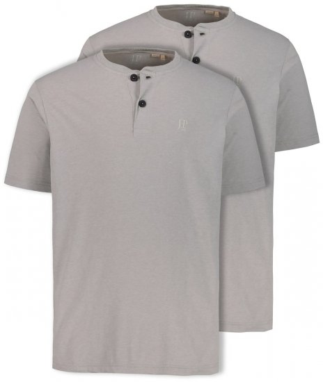 JP1880 708420 Koszulka Henley 2-pak Szara melanż - Koszulki - T-shirty meskie Duże Rozmiary - 2XL-14XL
