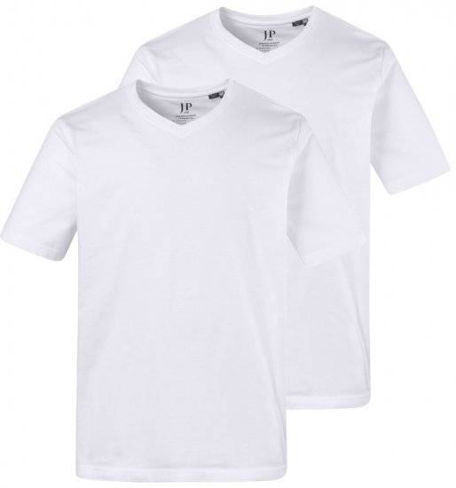 JP1880 711318 Koszulka z dekoltem w serek 2-pak Biała - Koszulki - T-shirty meskie Duże Rozmiary - 2XL-14XL