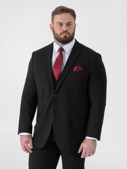 D555 Ted 4 Way Stretch Tailored Suit Jacket Czarny - Garnitury - Garnitury dużych rozmiarach