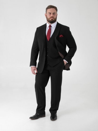 D555 Ted 4 Way Stretch Tailored Suit Jacket Czarny - Garnitury - Garnitury dużych rozmiarach