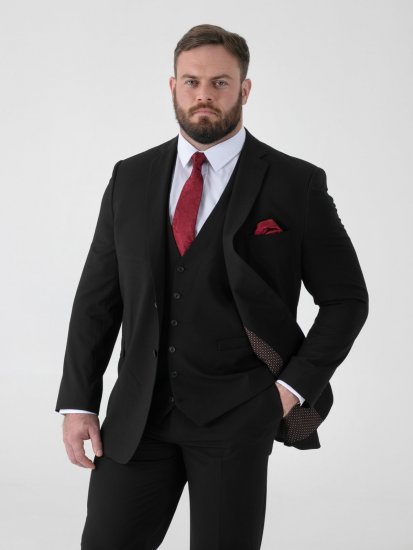 D555 Ted 4 Way Stretch Tailored Suit Jacket Czarny - Garnitury - Garnitury dużych rozmiarach