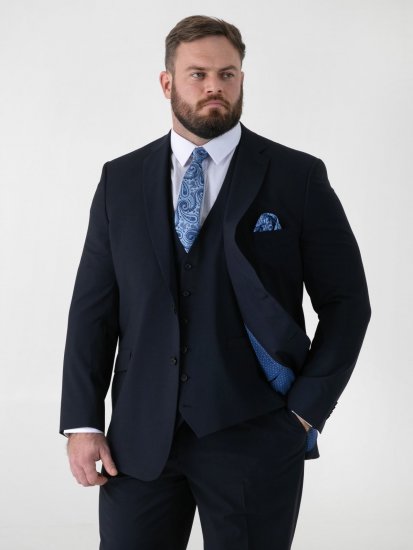 D555 Ted 4 Way Stretch Tailored Suit Jacket Granatowy - Garnitury - Garnitury dużych rozmiarach