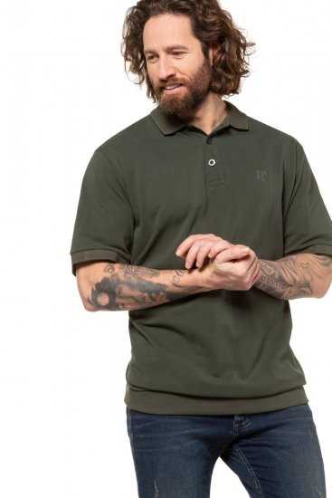 JP1880 712617 Koszulka polo z krojem na brzuch Ciemnooliwkowa - Koszulki polo - Koszulki Polo 2XL-8XL