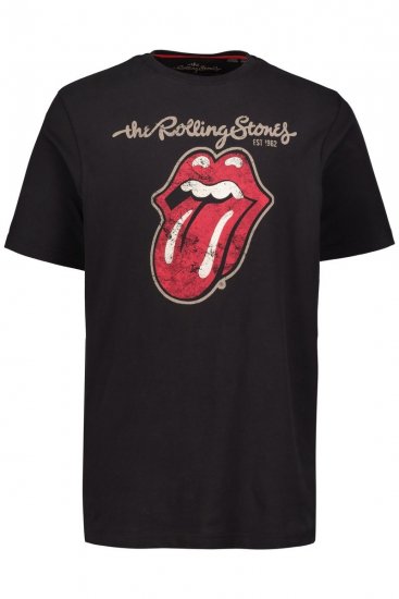 JP1880 Rolling Stones Graphic Band Comfort Fit T-Shirt Black - Koszulki - T-shirty meskie Duże Rozmiary - 2XL-14XL