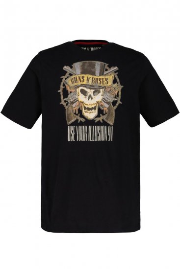 JP1880 Guns N’ Roses Skull Comfort Fit Band T-Shirt Black - Koszulki - T-shirty meskie Duże Rozmiary - 2XL-14XL