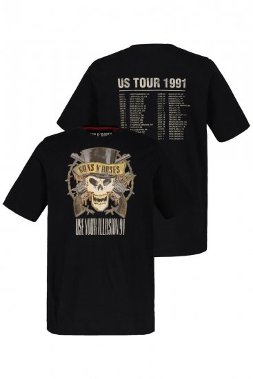 JP1880 Guns N’ Roses Skull Comfort Fit Band T-Shirt Black - Koszulki - T-shirty meskie Duże Rozmiary - 2XL-14XL