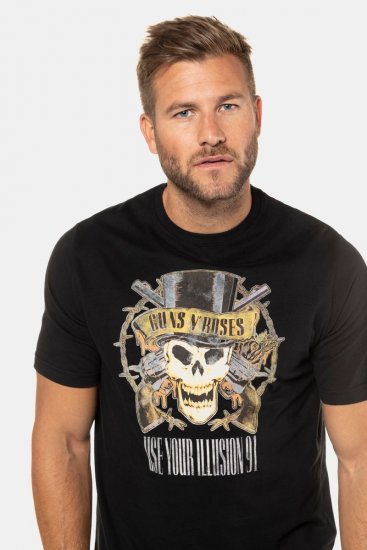 JP1880 Guns N’ Roses Skull Comfort Fit Band T-Shirt Black - Koszulki - T-shirty meskie Duże Rozmiary - 2XL-14XL