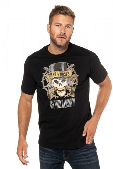 JP1880 Guns N’ Roses Skull Comfort Fit Band T-Shirt Black - Koszulki - T-shirty meskie Duże Rozmiary - 2XL-14XL