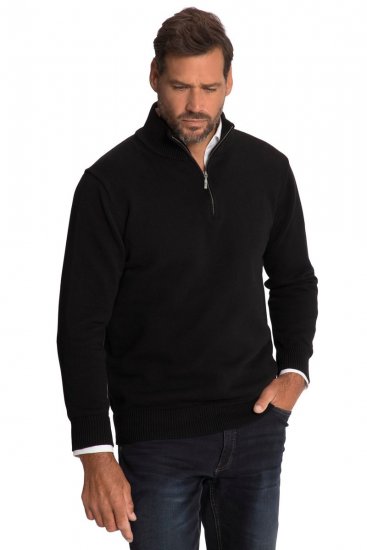 JP1880 716842 Sweter z dzianiny z suwakiem przy szyi Czarna - Bluzy & bluzy z kapturem - Bluzy & Bluzy z kapturem 2XL-12XL